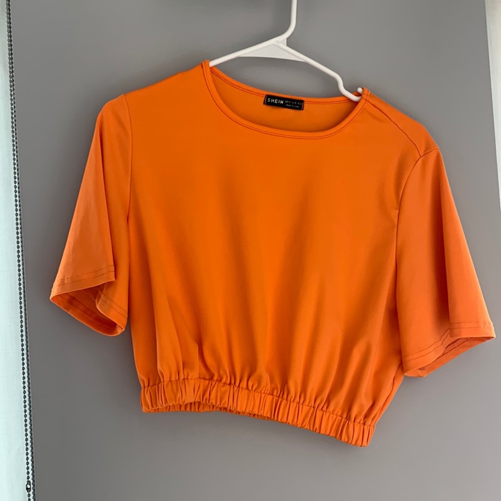 Orange Crop Top with an Elastic Waist
